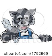 Wolf Plumber Or Mechanic Holding Spanner