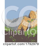 Poster, Art Print Of El Bridalveil Fall From Wawona Tunnel On State Highway 41 In Yosemite National Park California Wpa Art Deco Poster