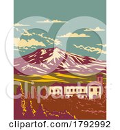 Mount Etna In Messina And Catania Sicily Italy WPA Art Deco Poster