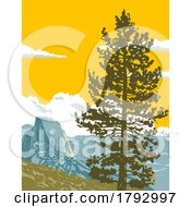 Half Dome From Glacier Point In Yosemite National Park California WPA Art Deco Poster