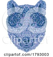 Poster, Art Print Of Wolf Or Gray Wolf Head Front View Pointillist Impressionist Pop Art Style