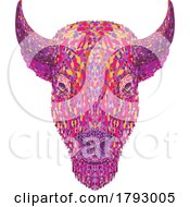 Poster, Art Print Of American Bison Or American Buffalo Head Front View Pointillist Impressionist Pop Art Style