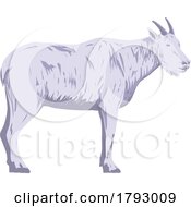 Poster, Art Print Of Mountain Goat Or The Rocky Mountain Goat Side View Wpa Art