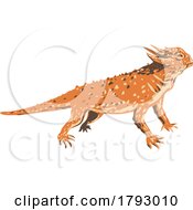 Poster, Art Print Of Desert Horned Lizard Side View Wpa Poster Art