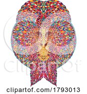 Poster, Art Print Of Sumatran Orangutan Head Front View Pointillist Impressionist Pop Art Style