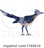 Roadrunner Or Chaparral Bird Side View WPA Poster Art