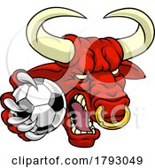 Poster, Art Print Of Bull Minotaur Longhorn Cow Soccer Mascot Cartoon