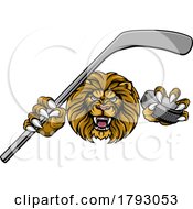 Lion Ice Hockey Player Cartoon Sports Mascot