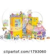 Poster, Art Print Of Cartoon Lady Cleaning Her Closet