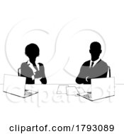 News Anchors Business People At Desk Silhouette