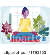 Woman Meditating Doing Yoga Pilates Illustration