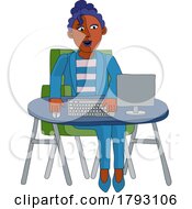 Woman Working Behind Desk Computer Workstation