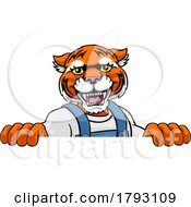 Tiger Mascot Decorator Gardener Handyman Worker
