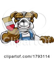 Poster, Art Print Of Bulldog Painter Decorator Holding Paintbrush
