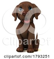 Chocolate Labrador Puppy Dog 3d On A Shaded White Background by Julos