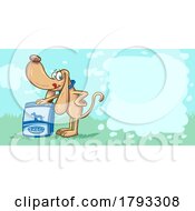 Poster, Art Print Of Cartoon Dog Mascot With A Bag Of Food And Text Space