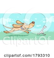 Poster, Art Print Of Cartoon Dog Mascot Chasing A Running Bone