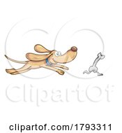 Cartoon Dog Mascot Chasing A Running Bone