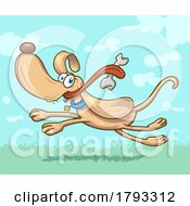 Poster, Art Print Of Cartoon Dog Mascot Running With A Bone