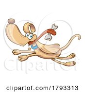 Cartoon Dog Mascot Running With A Bone by Domenico Condello