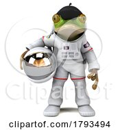 3d French Astronaut Frog On A White Background