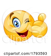 Poster, Art Print Of Yellow Emoticon Emoji Smiley Giving A Thumb Up And Winking