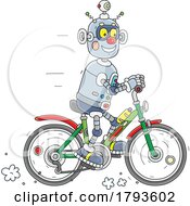 Cartoon Robot Riding A Bicycle