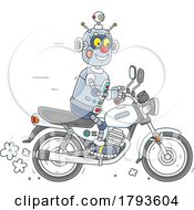 Poster, Art Print Of Cartoon Robot Biker