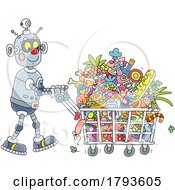 Poster, Art Print Of Cartoon Robot Grocery Shopping