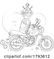 Poster, Art Print Of Cartoon Robot Biker In Black And White
