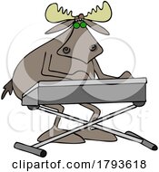 Poster, Art Print Of Cartoon Musician Moose Playing A Keyboard