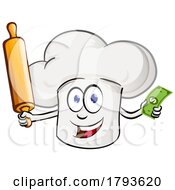 Poster, Art Print Of Toque Chef Hat Mascot Holding Cash And A Baking Rolling Pin