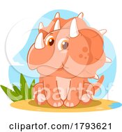 Poster, Art Print Of Cartoon Cute Triceratops Dinosaur