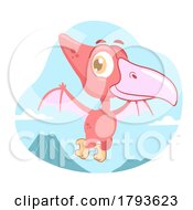 Poster, Art Print Of Cartoon Cute Pterodactyl Dinosaur