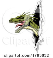 Poster, Art Print Of Raptor Dinosaur Breaking Through A Wall