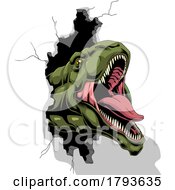 Poster, Art Print Of T Rex Dinosaur Breaking Through A Wall