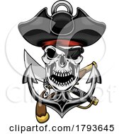 Poster, Art Print Of Pirate Skull With A Sword Gun And Anchor