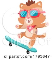Poster, Art Print Of Cartoon Cute Cat Skateboarding