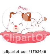 Cartoon Cute Cat Purring On A Pillow by Hit Toon