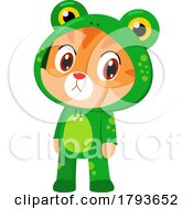 Cartoon Cute Cat In A Frog Suit