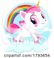 Poster, Art Print Of Cartoon Cute Unicorn And Rainbow