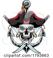 Poster, Art Print Of Pirate Skull Over Crossed Swords And An Anchor