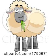 Cartoon Sheep Eating Grass