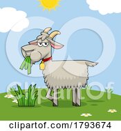 Cartoon Goat Eating Grass