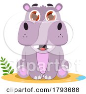 Poster, Art Print Of Cartoon Cute Baby Hippo