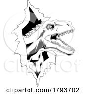 Poster, Art Print Of Utahraptor Dinosaur Breaking Through A Wall