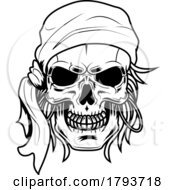 Black And White Pirate Skull With A Bandana