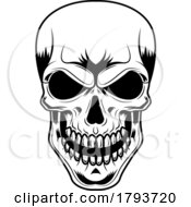 Black And White Human Skull by Hit Toon