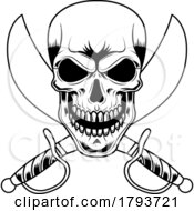 Poster, Art Print Of Black And White Pirate Skull Over Crossed Swords