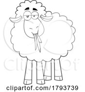Poster, Art Print Of Cartoon Black And White Sheep Eating Grass